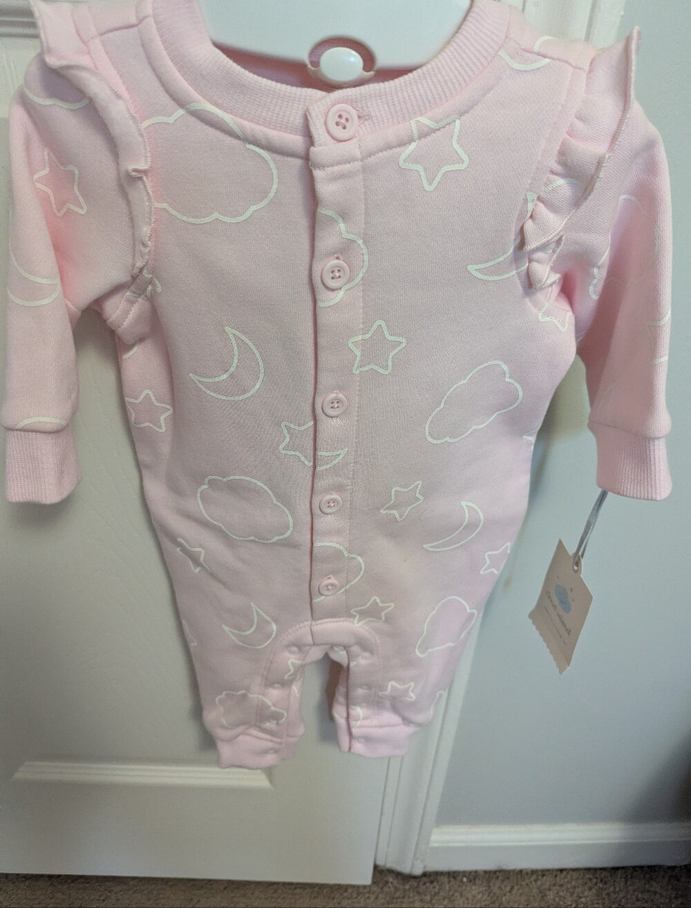 cloud island Pink Cloud & Star Footed One-Piece